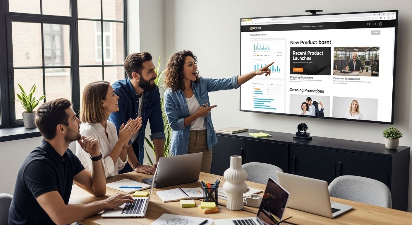 website announcement, business team, digital marketing