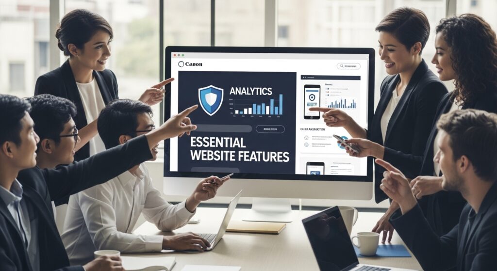 website features, business team, collaboration