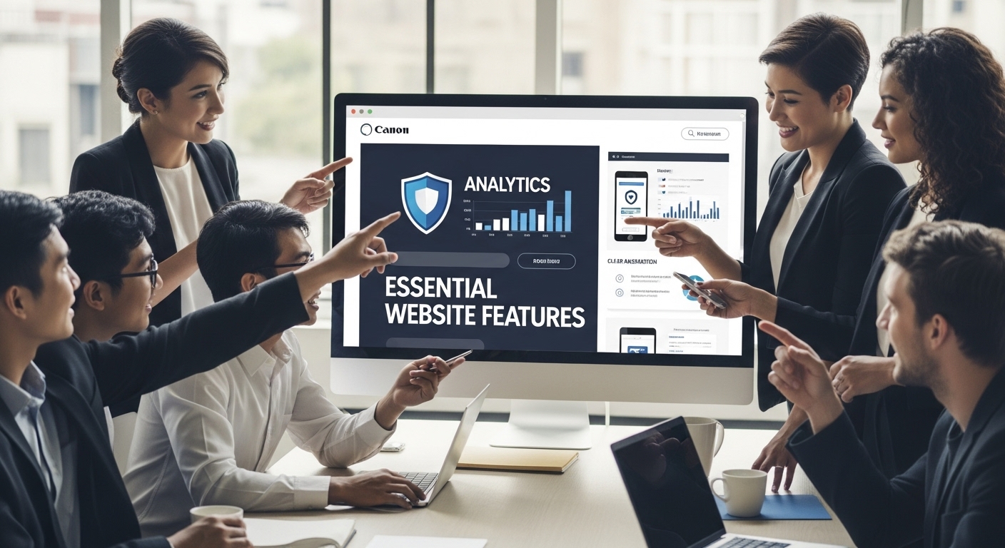 website features, business team, collaboration