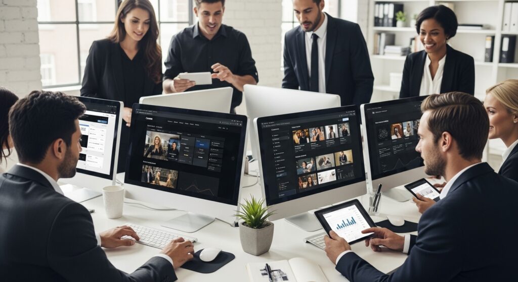 interactive website, business team, digital collaboration