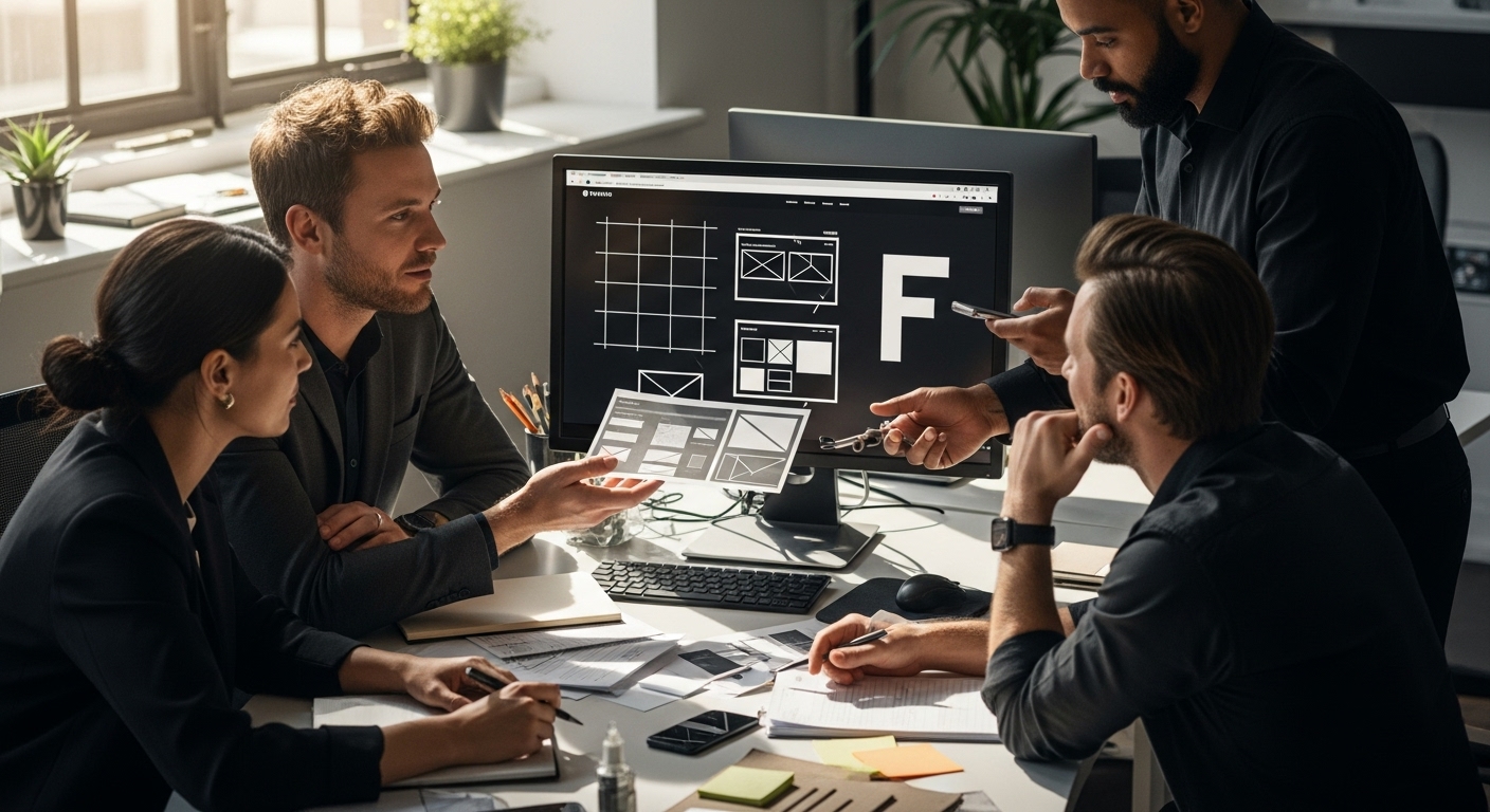 website layout, business teamwork, web design collaboration