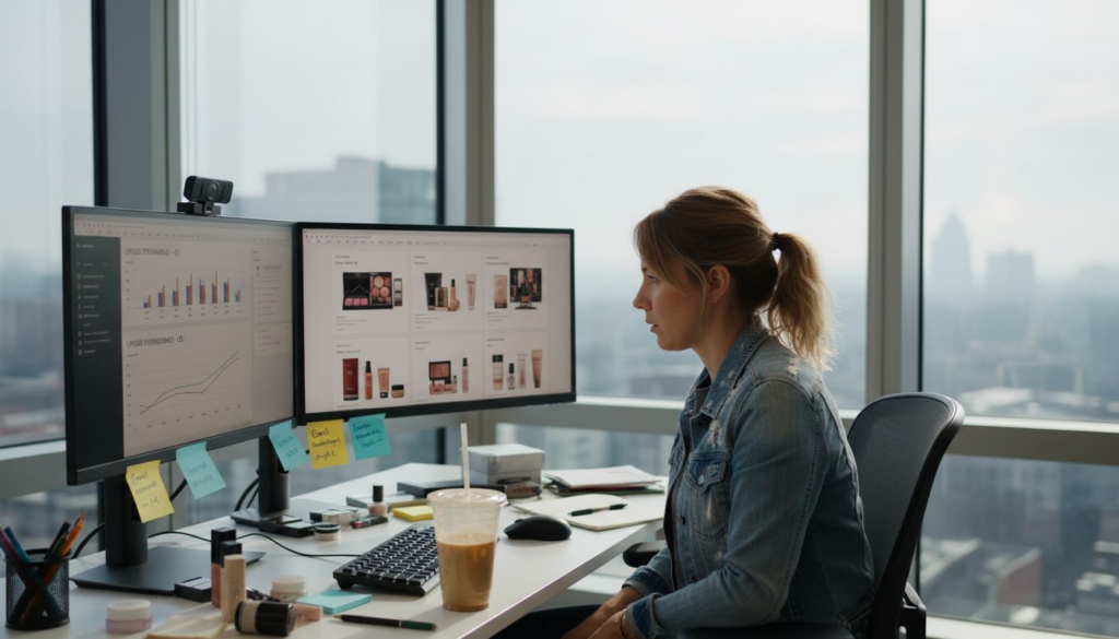 Ecommerce manager reviewing upselling techniques