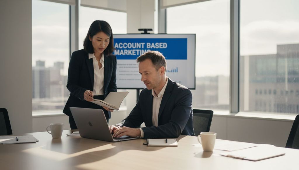 Managers discussing account based marketing strategy