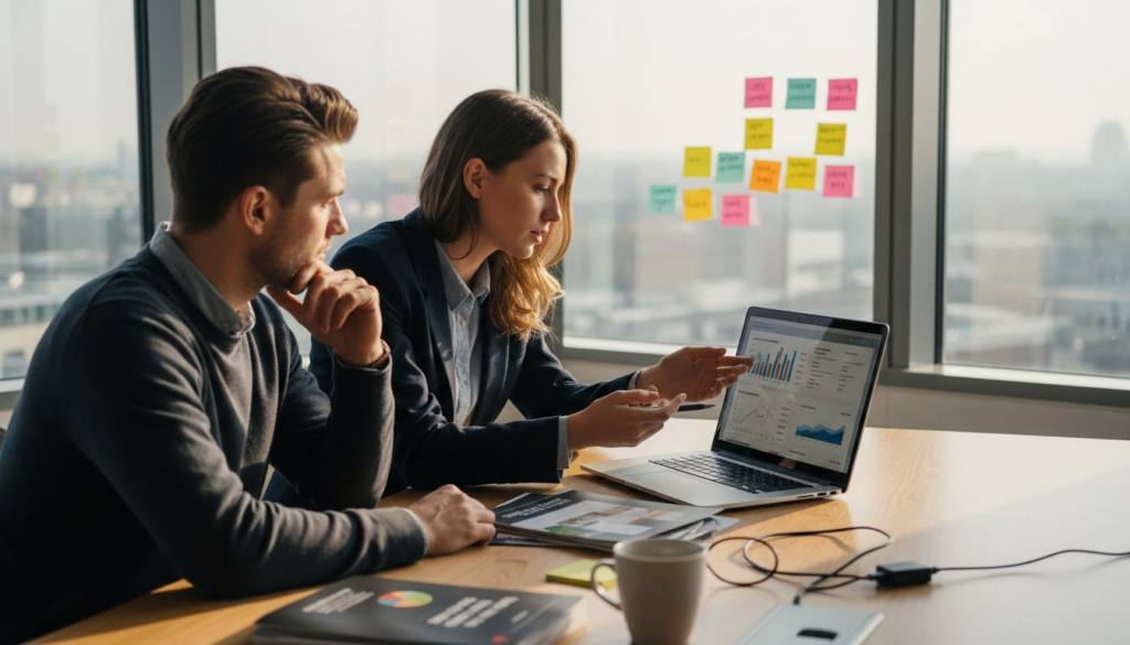 Startup founder discussing influencer campaign