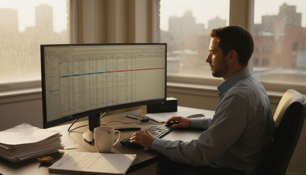 Analyst tracking conversions in corner office