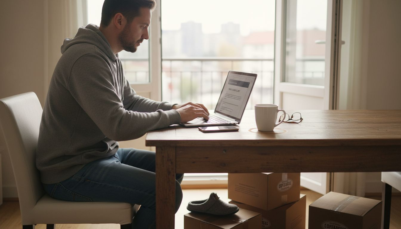 Business owner prepares ecommerce newsletter