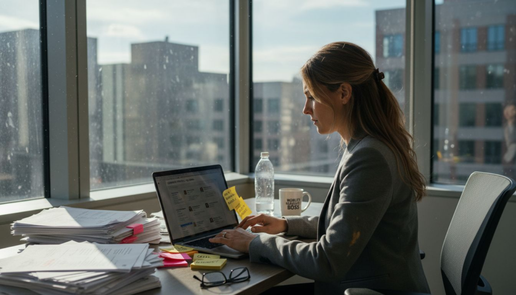Agency manager reviewing virtual assistant profiles