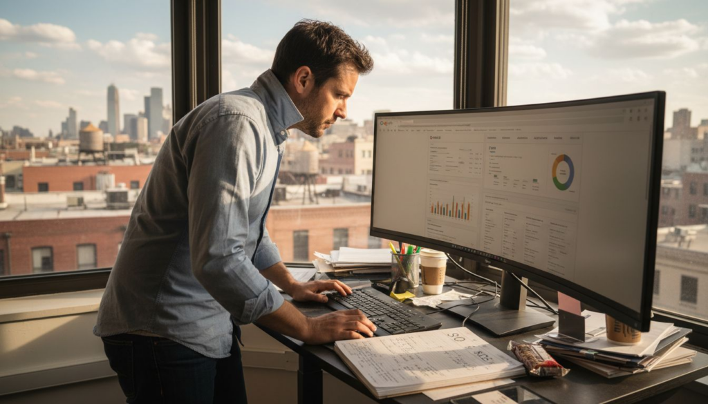 SEO analyst reviewing Google update data