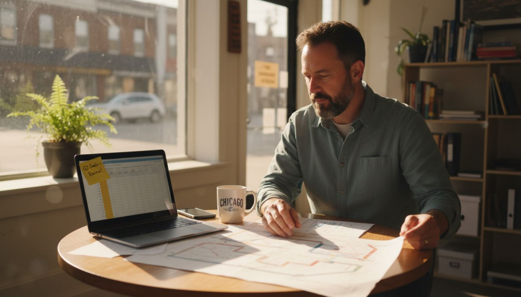 Business owner reviewing customer journey map