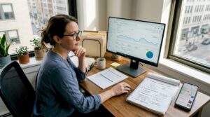 SEO specialist reviewing local analytics