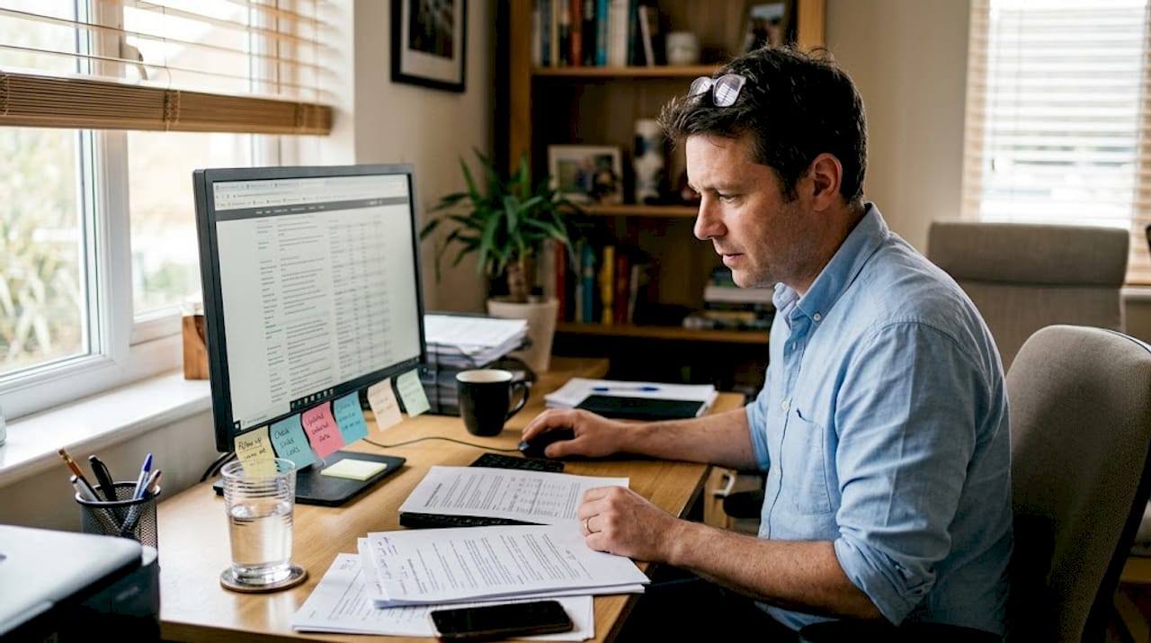 Man reviewing duplicate content SEO audit